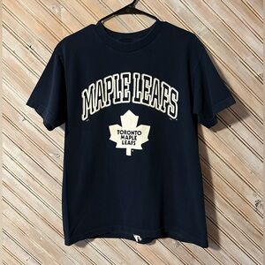 Vintage Toronto Maple Leaf NHL Hockey Logo Short Sleeve T Shirt Blue & White Top